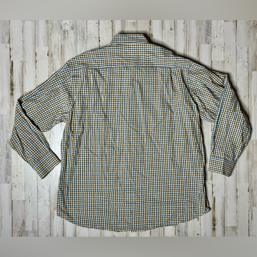 Orvis Men's Casual Button Down Shirt - Blue, yellow, gold checked pattern. - Picture 11 of 13